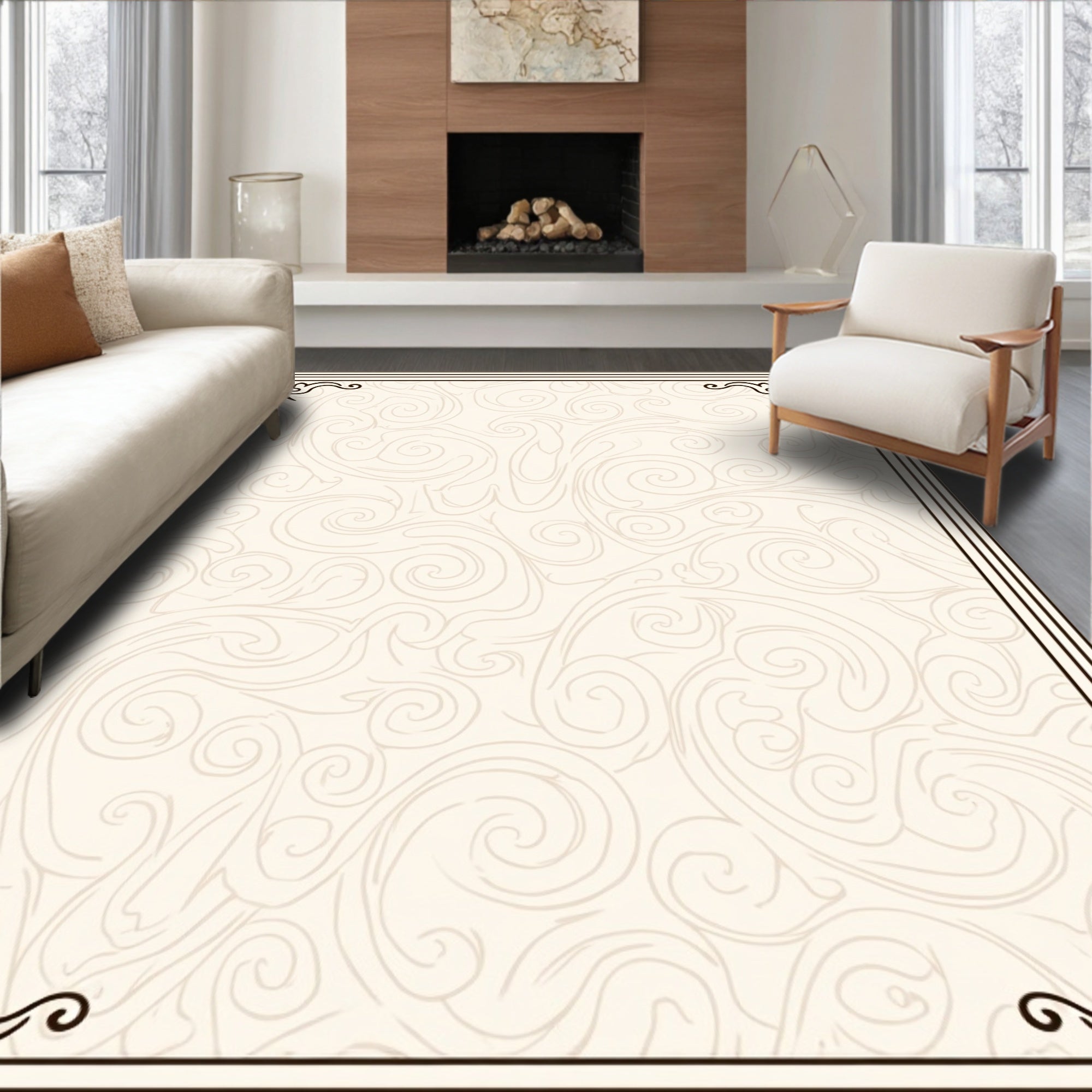 Classic Swirls Ornate Border Rug