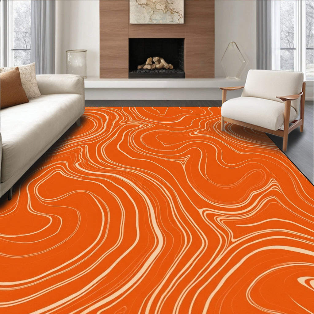 Orange Cream Swirl Pattern Rug