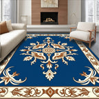 Ornate Blue Colonial Floral Decorative Rug