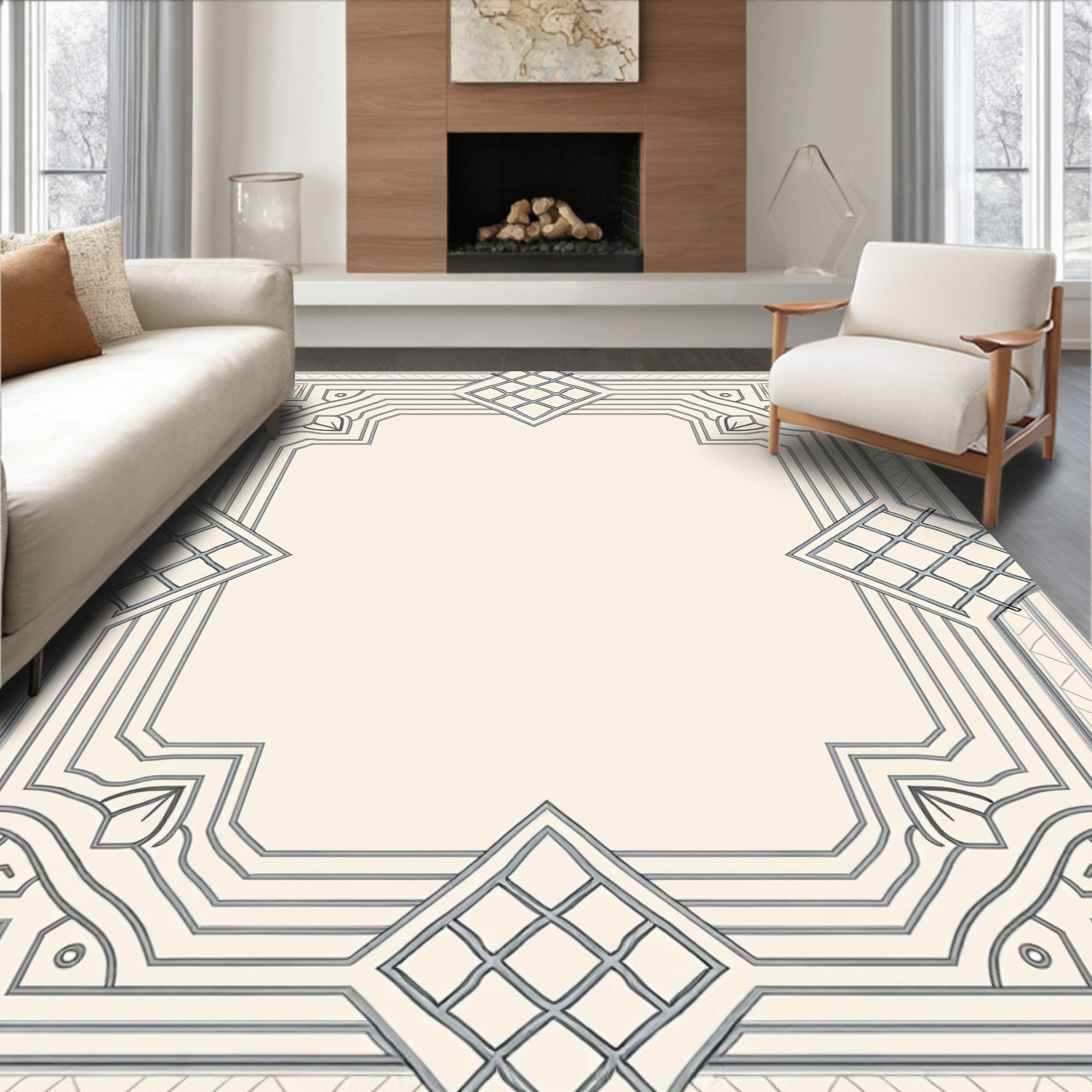 Geometric Art Deco Frame Design Rug