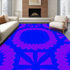 Bold Royal Blue Violet Geometric Pattern Rug