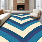 Retro Chevron Blue And Cream Rug