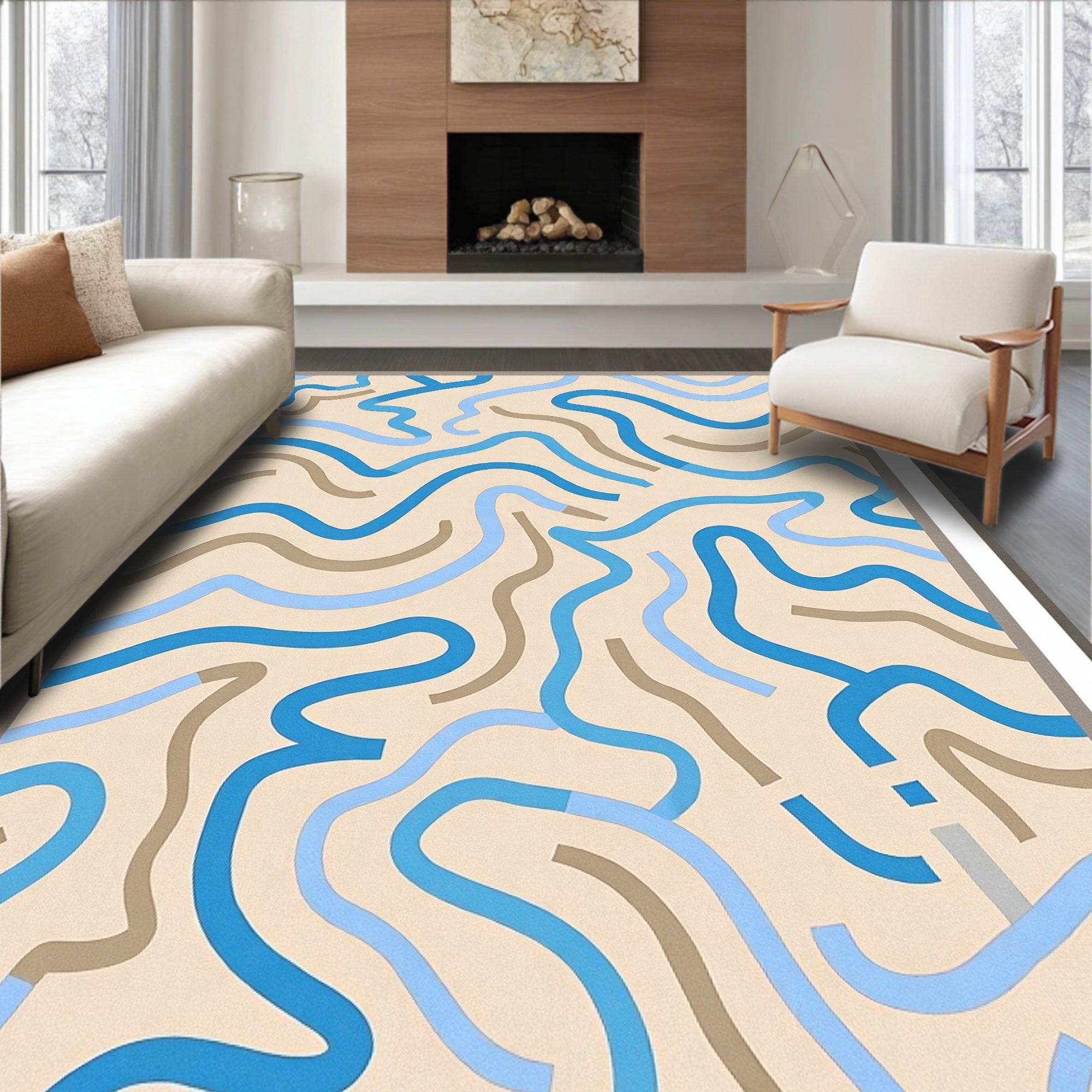 Flowing Lines Abstract Pattern Rug