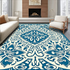 Classic Blue Floral Symmetry Rug
