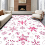 Fuchsia Snowflake Scatter Holiday Rug