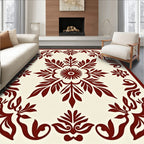 Ornate Damask Floral Motif Rug