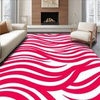 Bold Red White Flowing Waves Rug