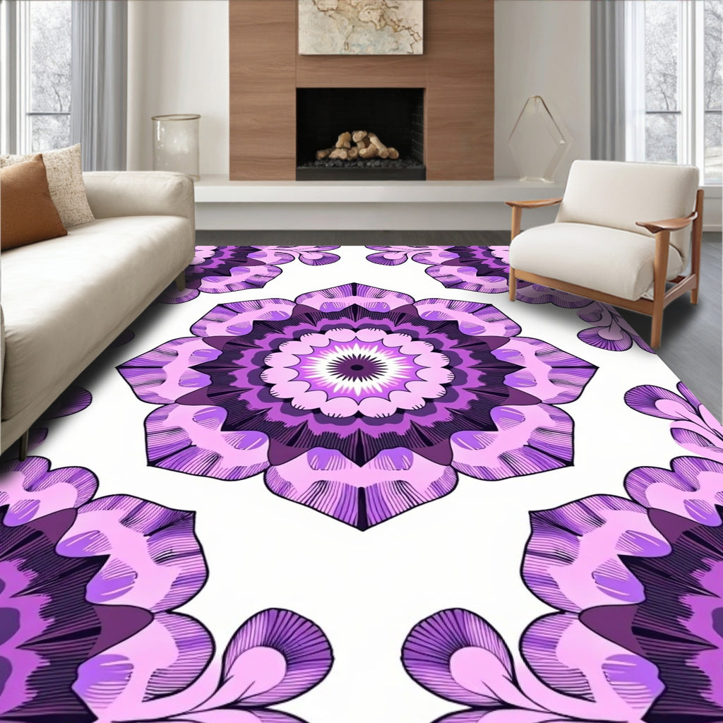 Radiant Purple Mandala Pattern Decor Rug