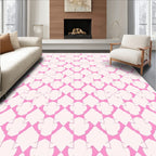 Delicate Pink Geometric Interlocking Pattern Rug