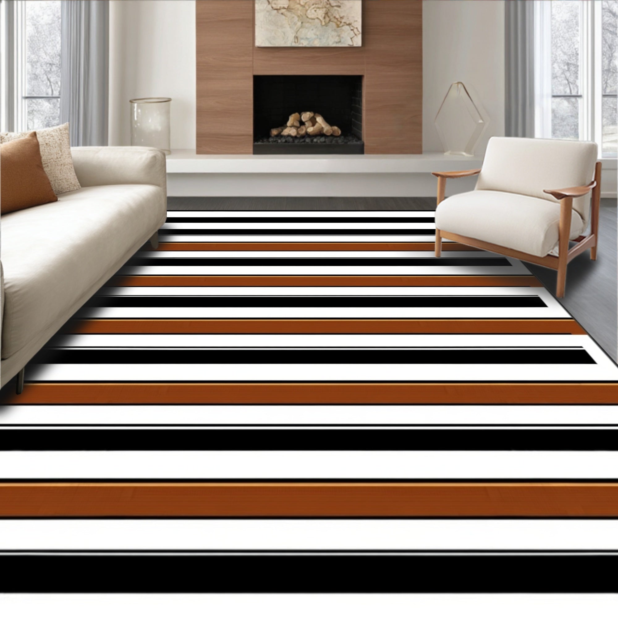 Bold Striped Monochrome Tones Rug