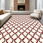Maroon Lattice Geometric Pattern Rug