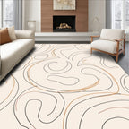 Abstract Swirl Black Brown Line Rug