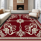 Intricate Floral Arabesque Border Design Rug