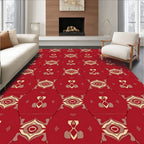 Rich Red Abstract Geometric Pattern Rug
