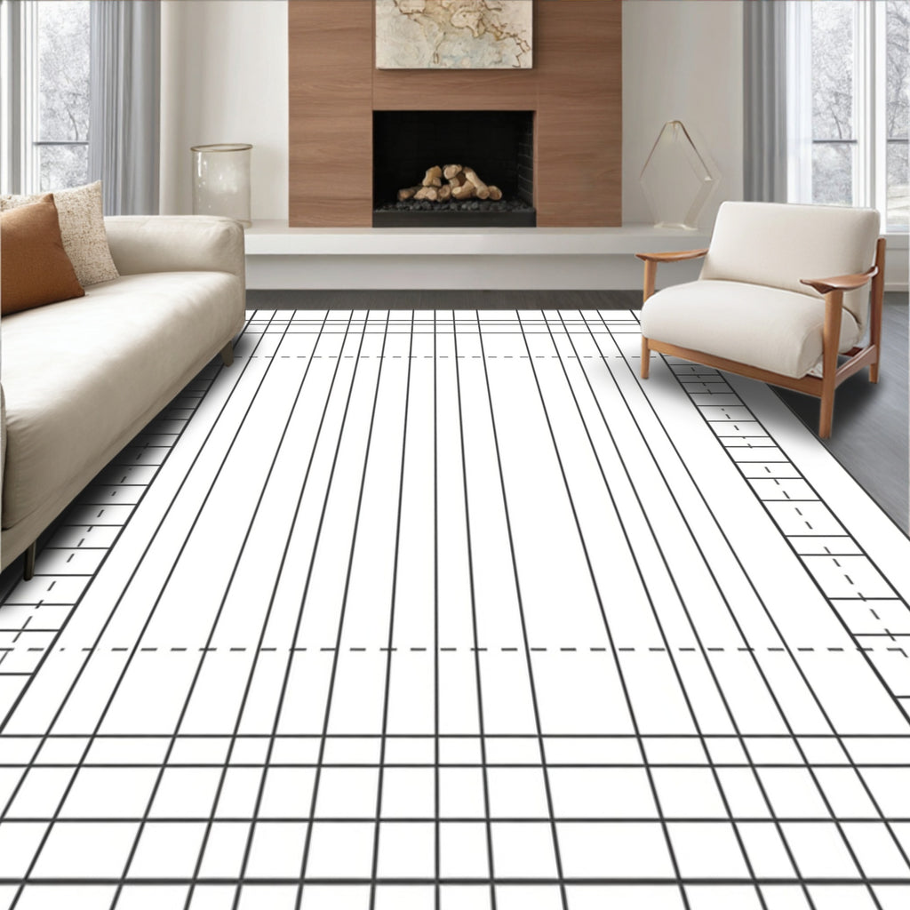 Minimalist Linear Grid Pattern Rug