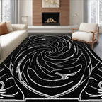 Ornate Swirl White On Black Design Rug