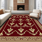 Art Deco Fan Pattern Burgundy Rug