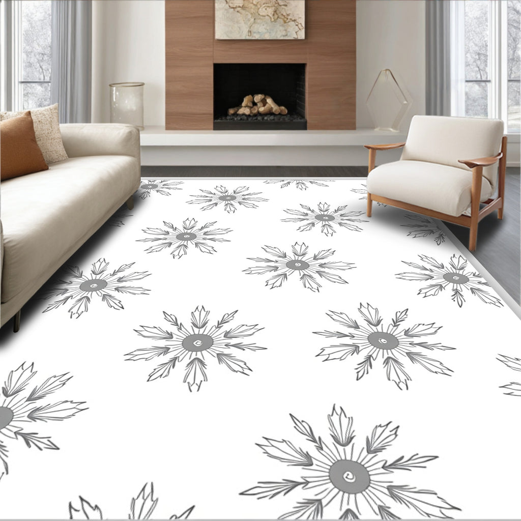 Gray Feathered Starburst Medallion Rug