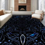 Abstract Blue Electric Symmetry Rug