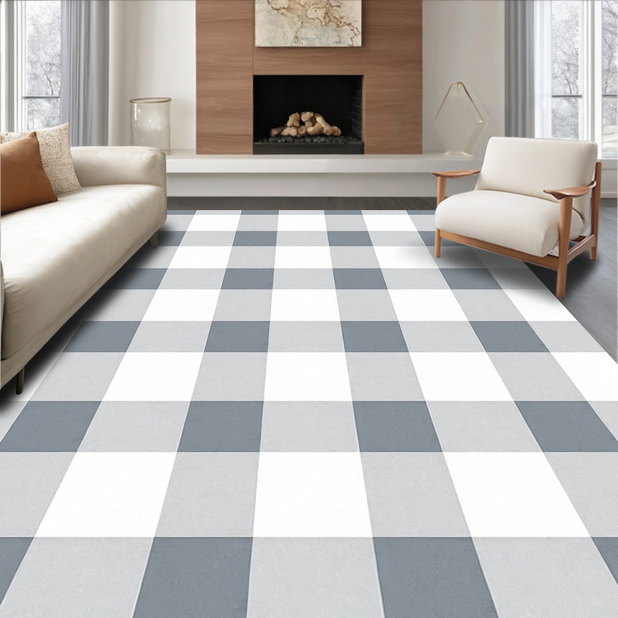 Classic Checked Pattern Rug