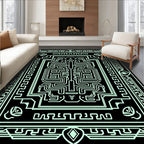 Circuit Board Inspired Abstract Geometric Design Rug