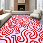 Crimson Swirls on Lavender Field Rug