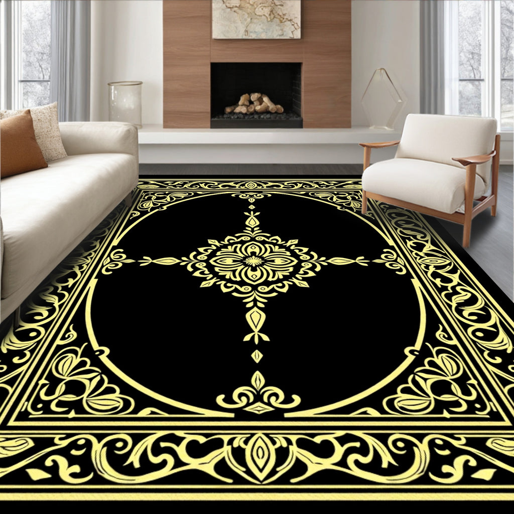 Ornate Floral Central Medallion Design Rug