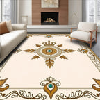 Ornate Golden Crown Jewel Pattern Rug