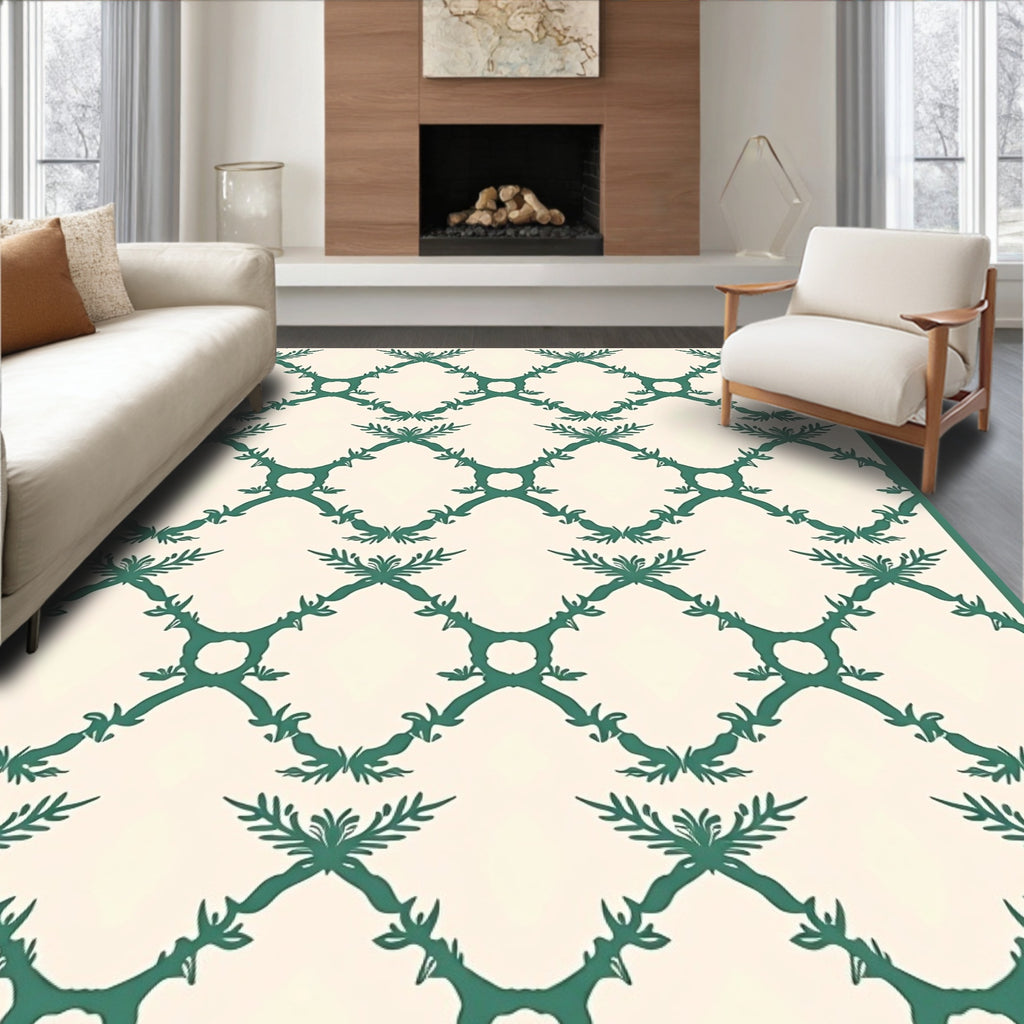 Vine Lattice Pattern With Leaf Accents Rug