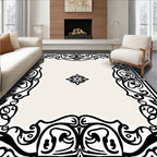 Ornate Black Scrollwork Decorative Cover Rug