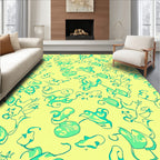 Whimsical Teal Botanical Swirl Design Rug