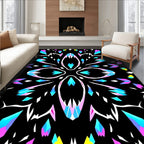 Symmetrical Neon Crystal Pattern Rug