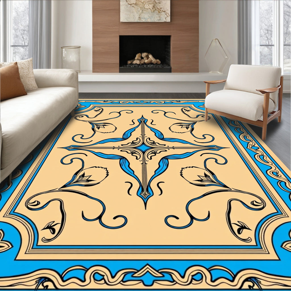 Art nouveau floral symmetry Rug