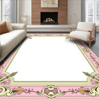 Pink and Yellow Ornate Floral Border Rug
