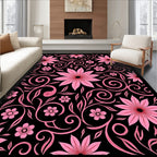 Pink Floral Swirl Pattern Art Rug
