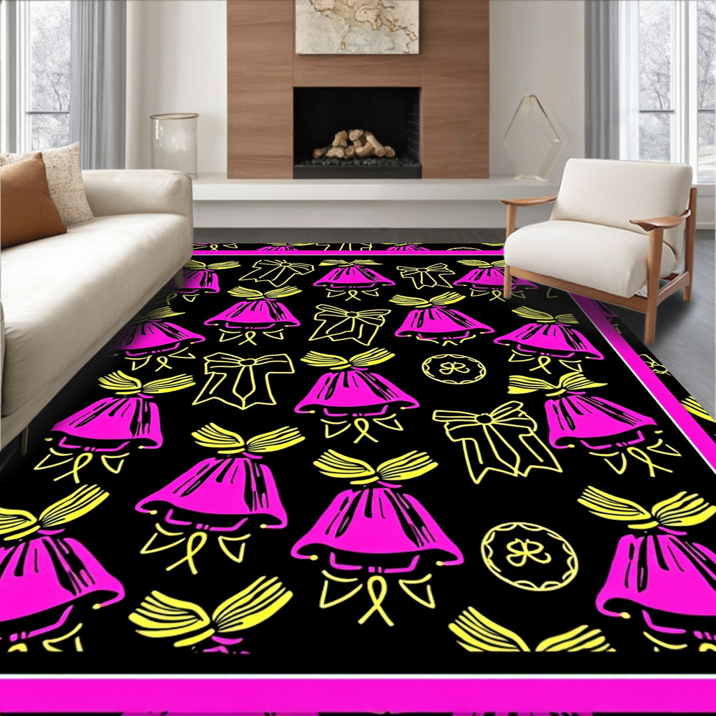 Kawaii Pink Yellow Ribbon Garland Rug