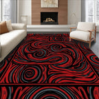 Red Black Swirl Abstract Pattern Rug