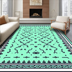 Mint Green Geometric Art Deco Rug
