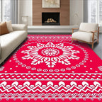 Crimson White Intricate Mandala Medallion Rug