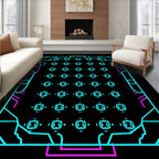 Geometric Grid Abstract Neon Pattern Rug