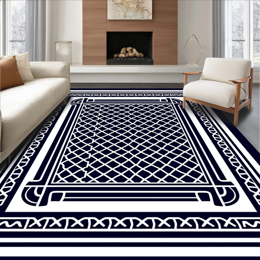 Classic Geometric Lattice Design Rug