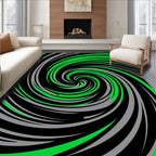 Green Gray Swirl Abstract Design Rug