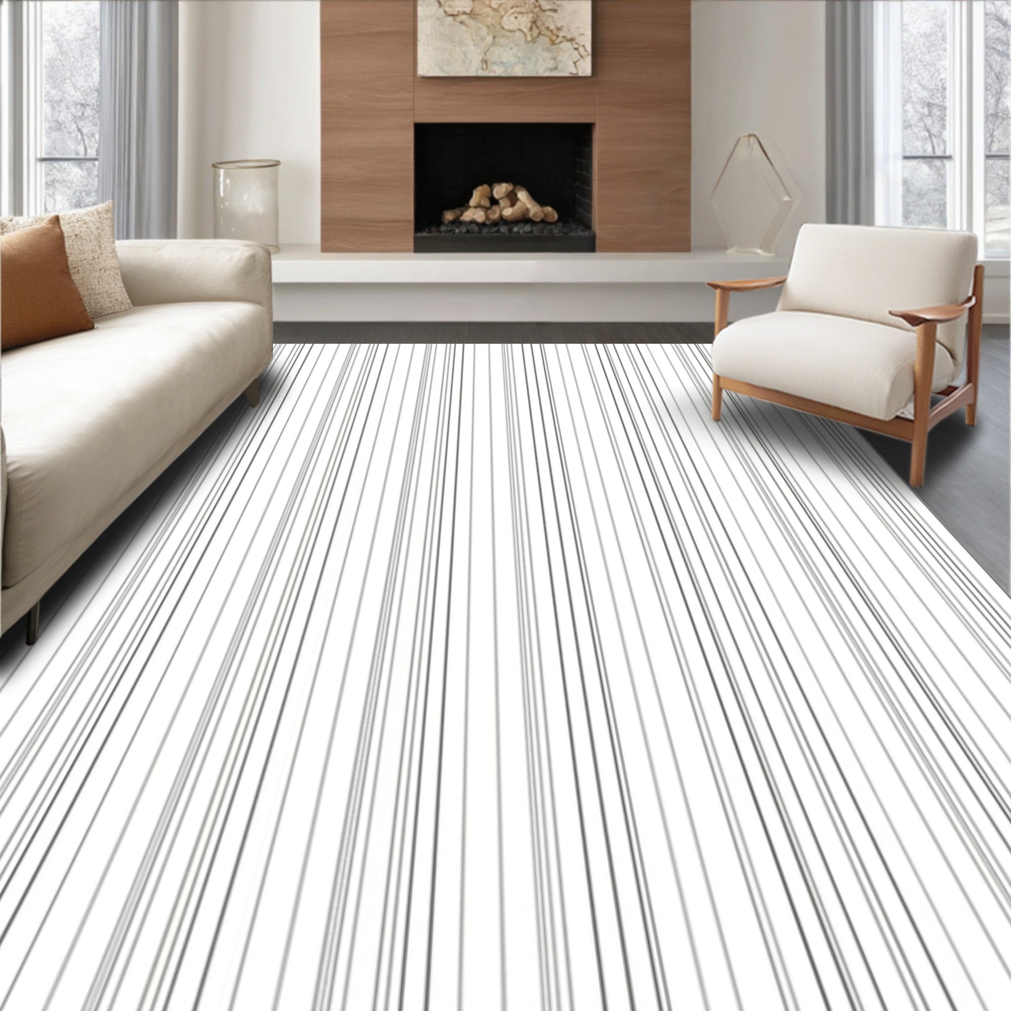 Modern Minimalist Vertical Line Design Rug