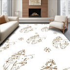 Brown Whimsical Winter Pine Snowflakes Rug