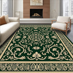 Dark Green Floral Classic Scroll Rug