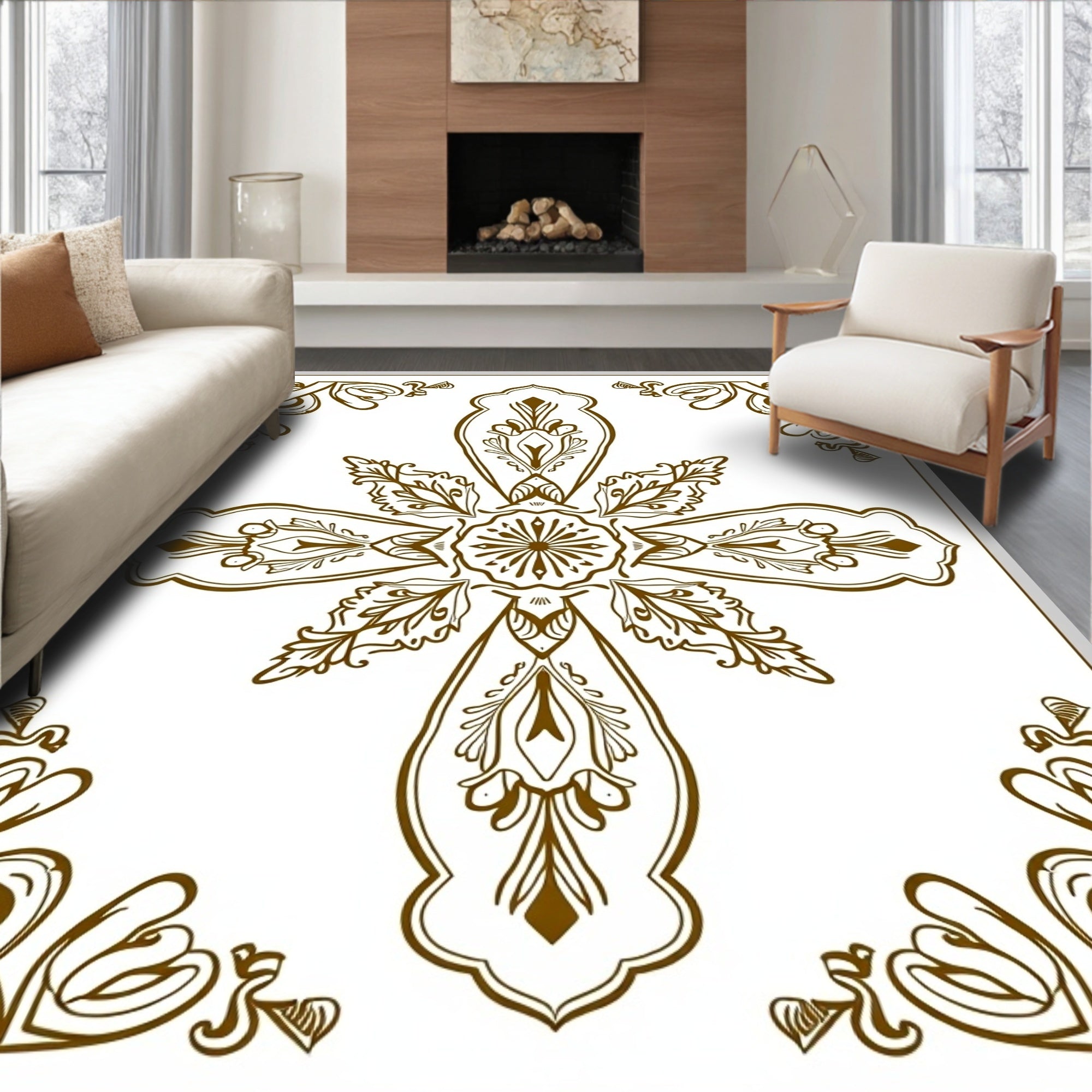 Elegant Floral Botanical Inspired Rug