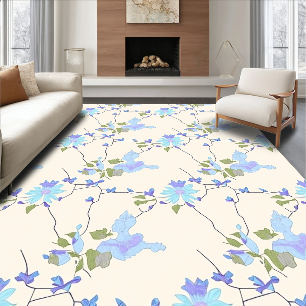 Pastel Floral Vine Pattern Rug