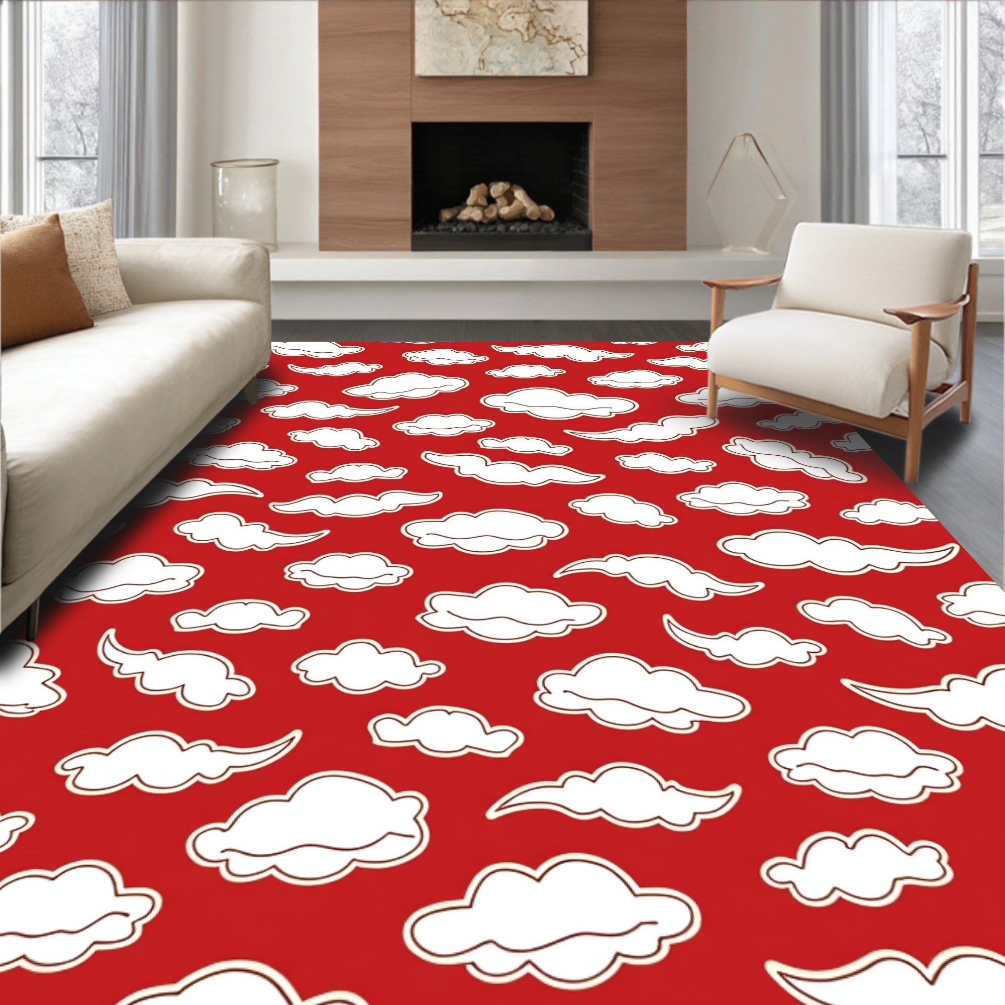Whimsical Cloud Pattern Design Rug