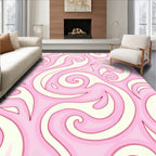 Swirling Pink And White Pattern Rug