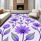 Purple Floral Pattern with Outline Rug